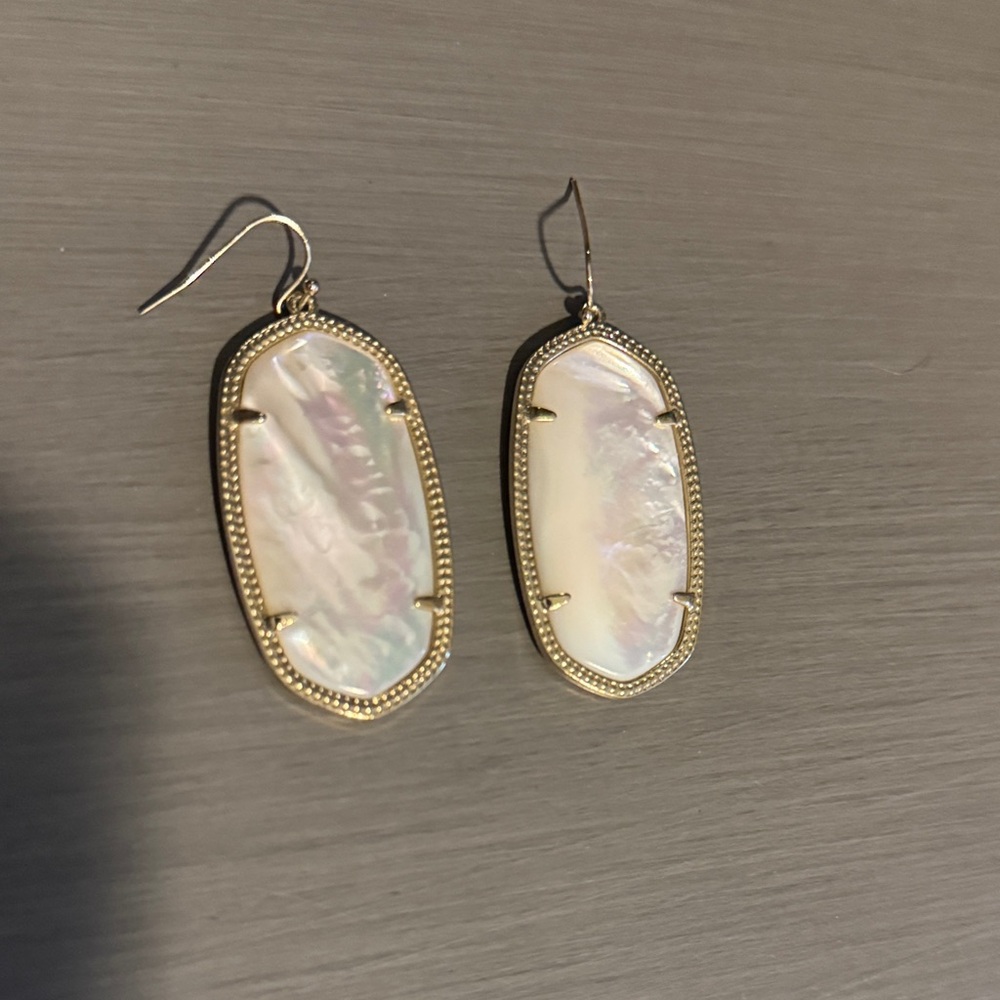 Elegant Gold and Mother of Pearl Dangle Earrings